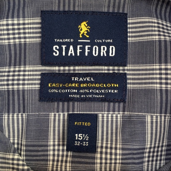 2 Stafford Easy-care Broadcloth Fitted 15.5/32-33 - Picture 3 of 7